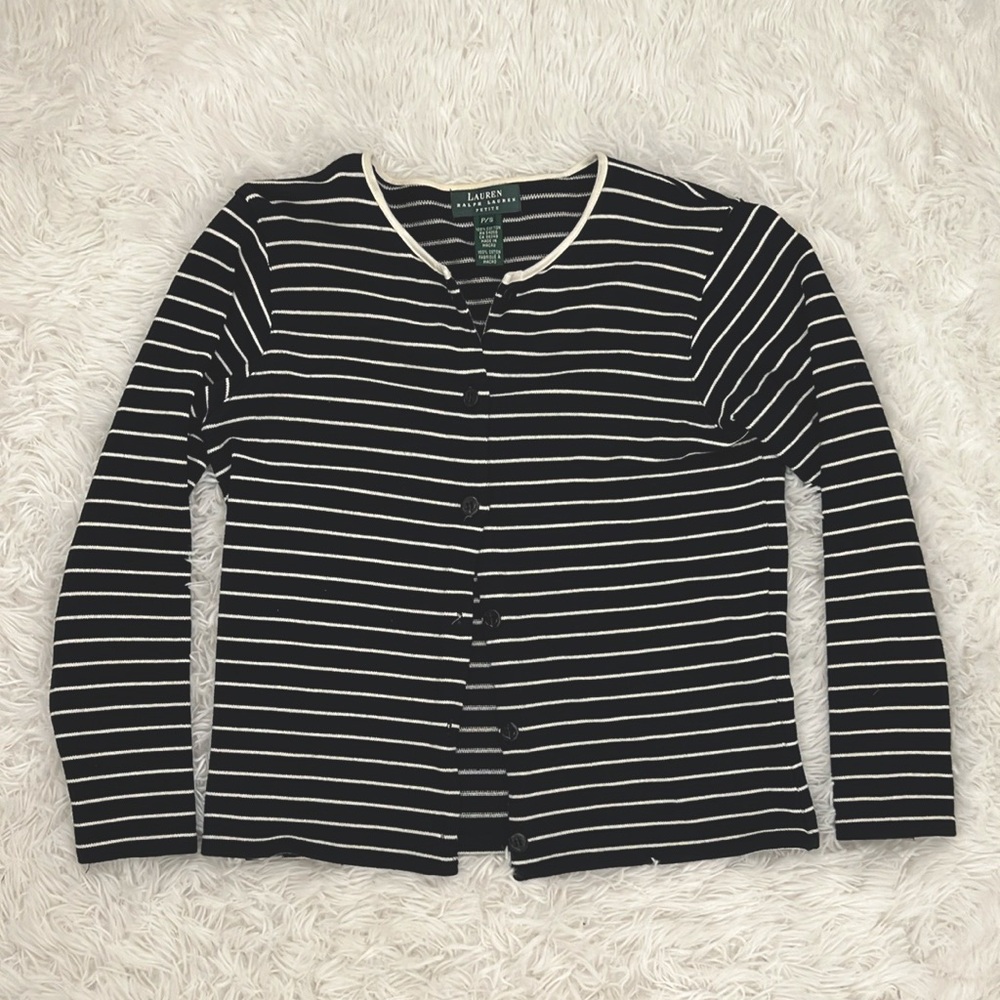 Ralph Lauren Women’s Vintage Navy and White Striped Cardigan